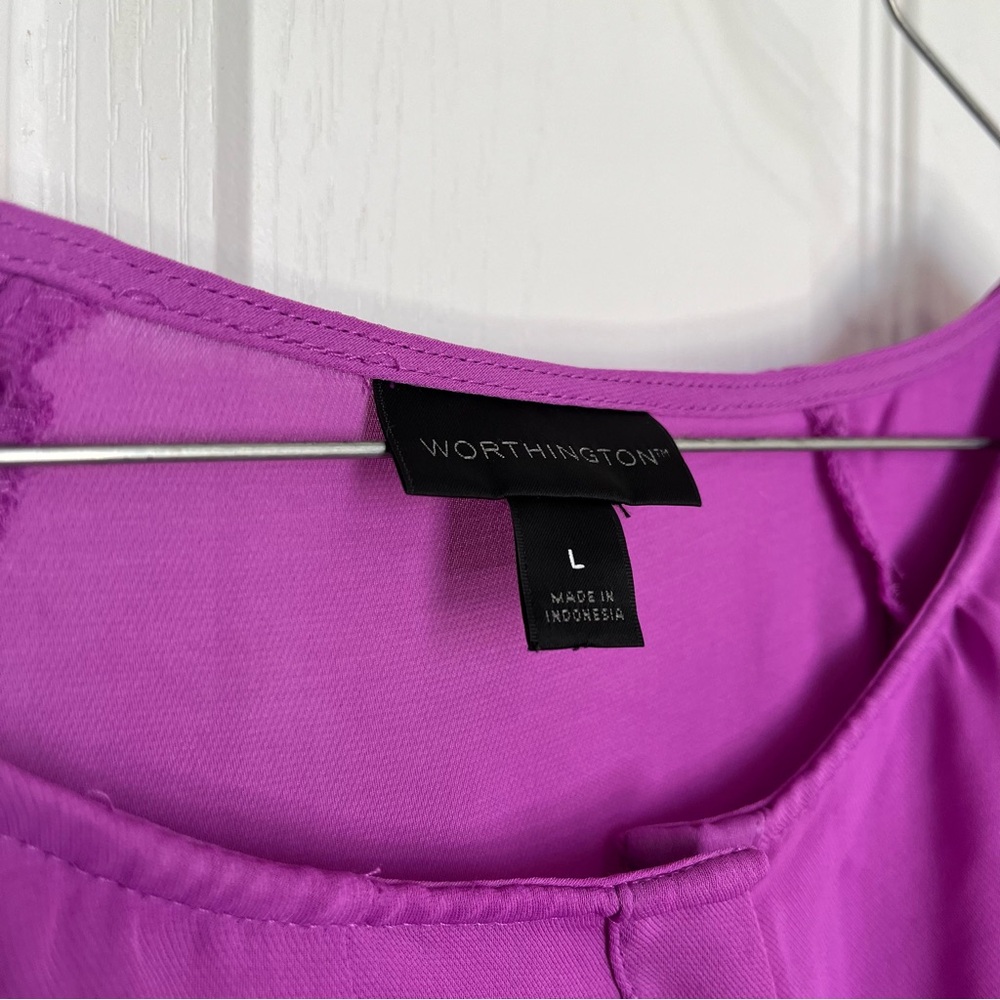 Worthington Women's Purple Ruffle Top (Box D) - Picture 3 of 7